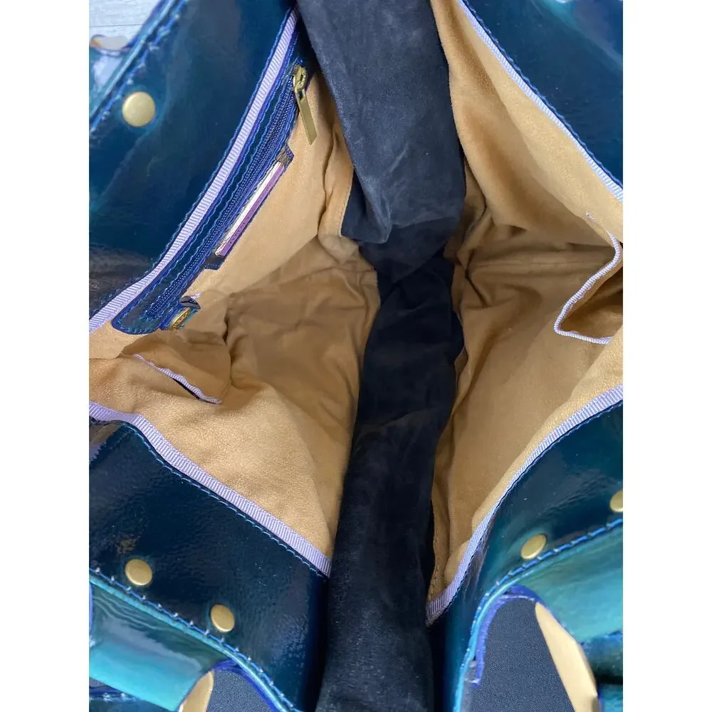 Jimmy Choo Blue Liquid Patent Leather Large Mona Tote Bag Authentic w/ dust bag - Picture 10 of 16